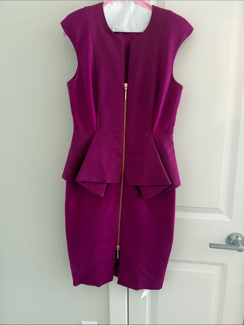 Ted Baker Peplum Sheath Dress with Gold Zip